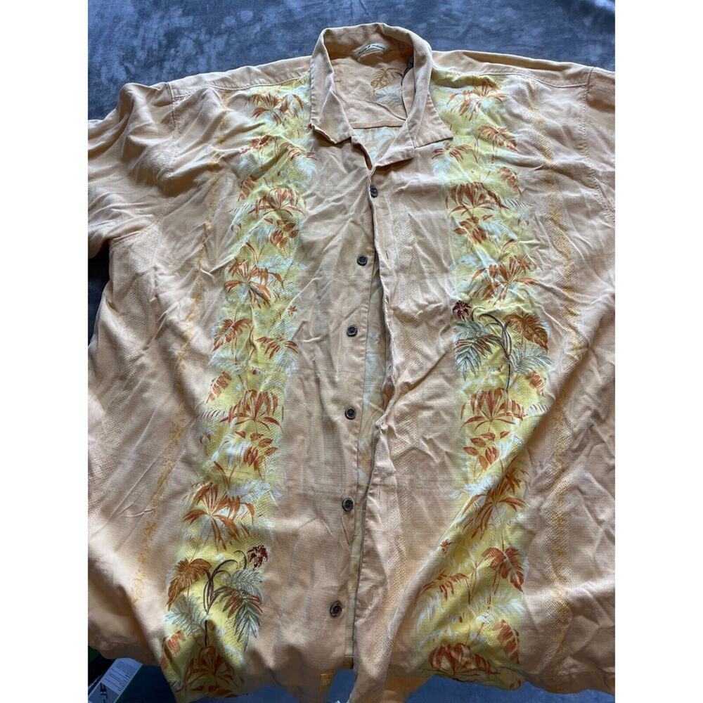 Tommy Bahama Men's Size XXL Button Front Hawaiian‎ Camp Floral Orange Silk Shirt